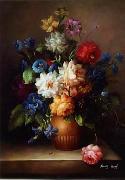 Floral, beautiful classical still life of flowers.087 unknow artist